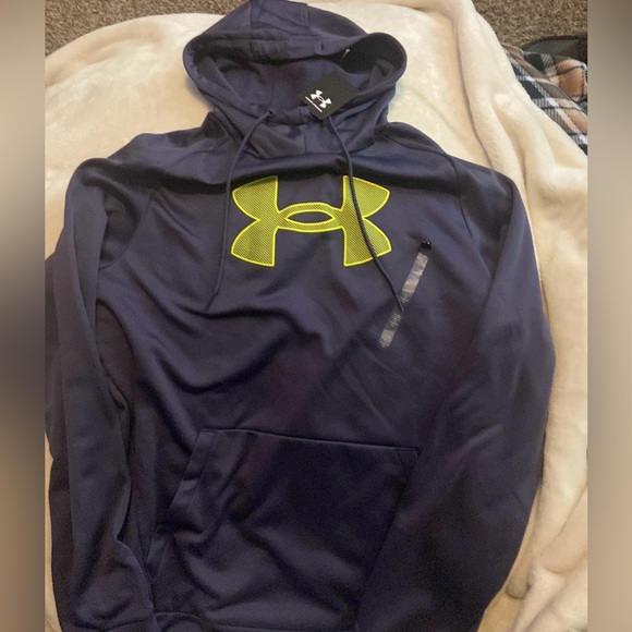 Under Armour Men's UA Fleece Big Logo Hoodie Sweatshirt Medium Blue - Picture 10 of 12